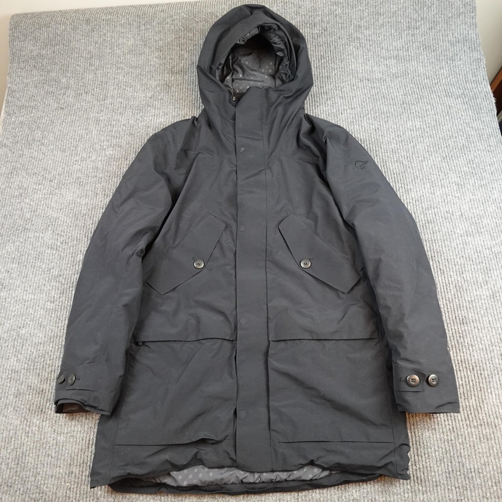Norrona Oslo Goretex Parka Jacket Mens Large Black Insulated Hooded Waterproof